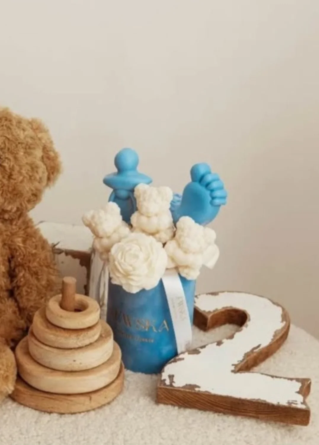 Flowerbox sojowy  M niebieski Baby Boy