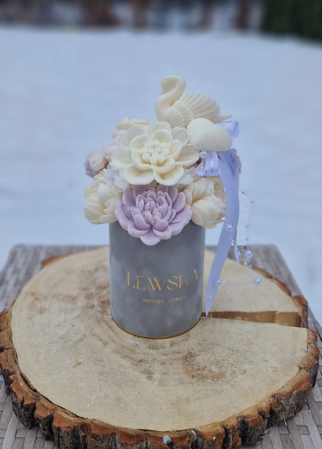 Flowerbox  sojowy  Ślubny  M szary