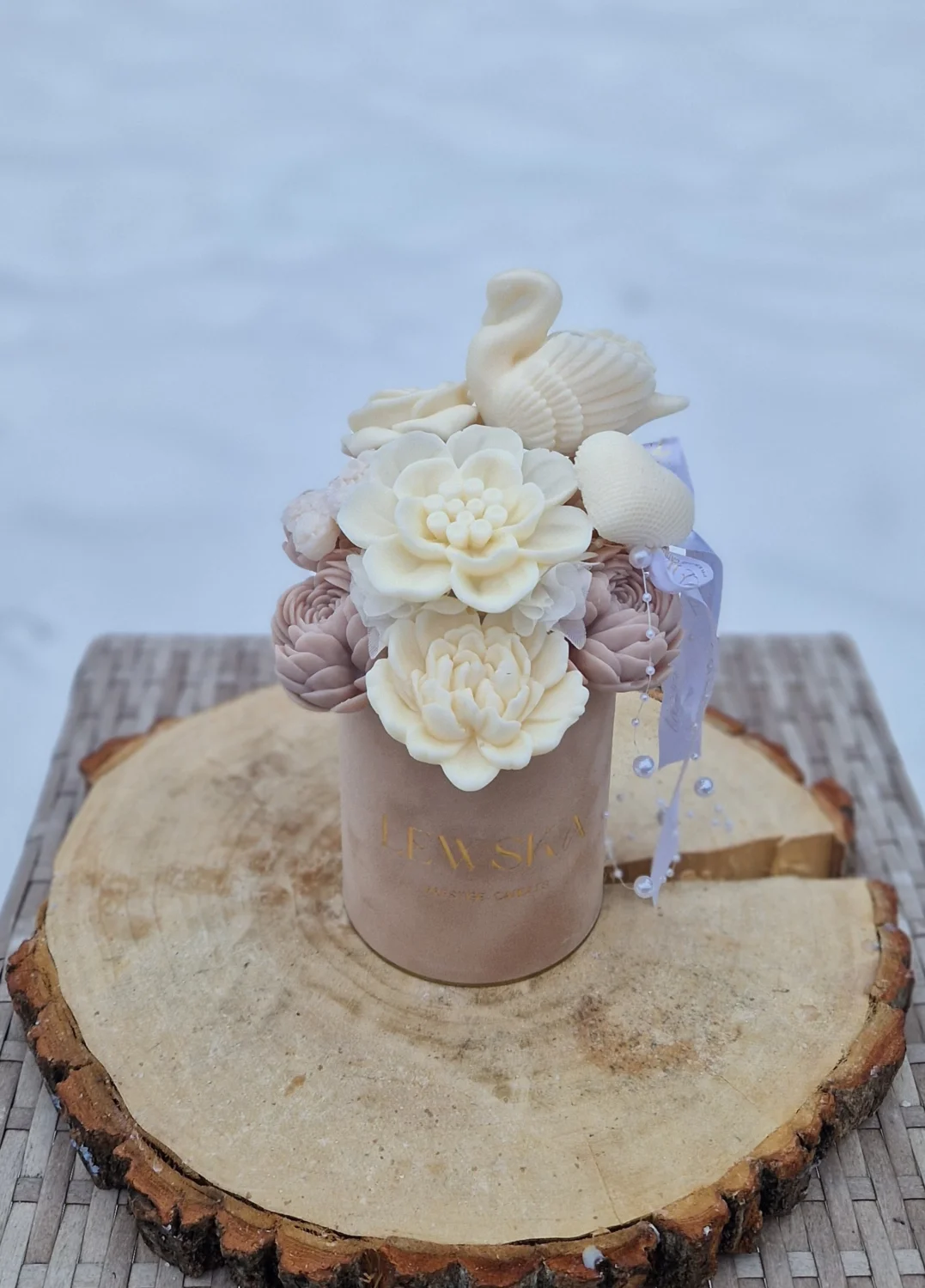 Flowerbox  sojowy  Ślubny  M beżowy