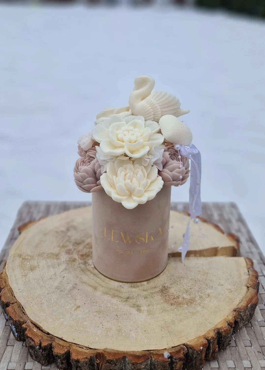 Flowerbox  sojowy  Ślubny  M beżowy