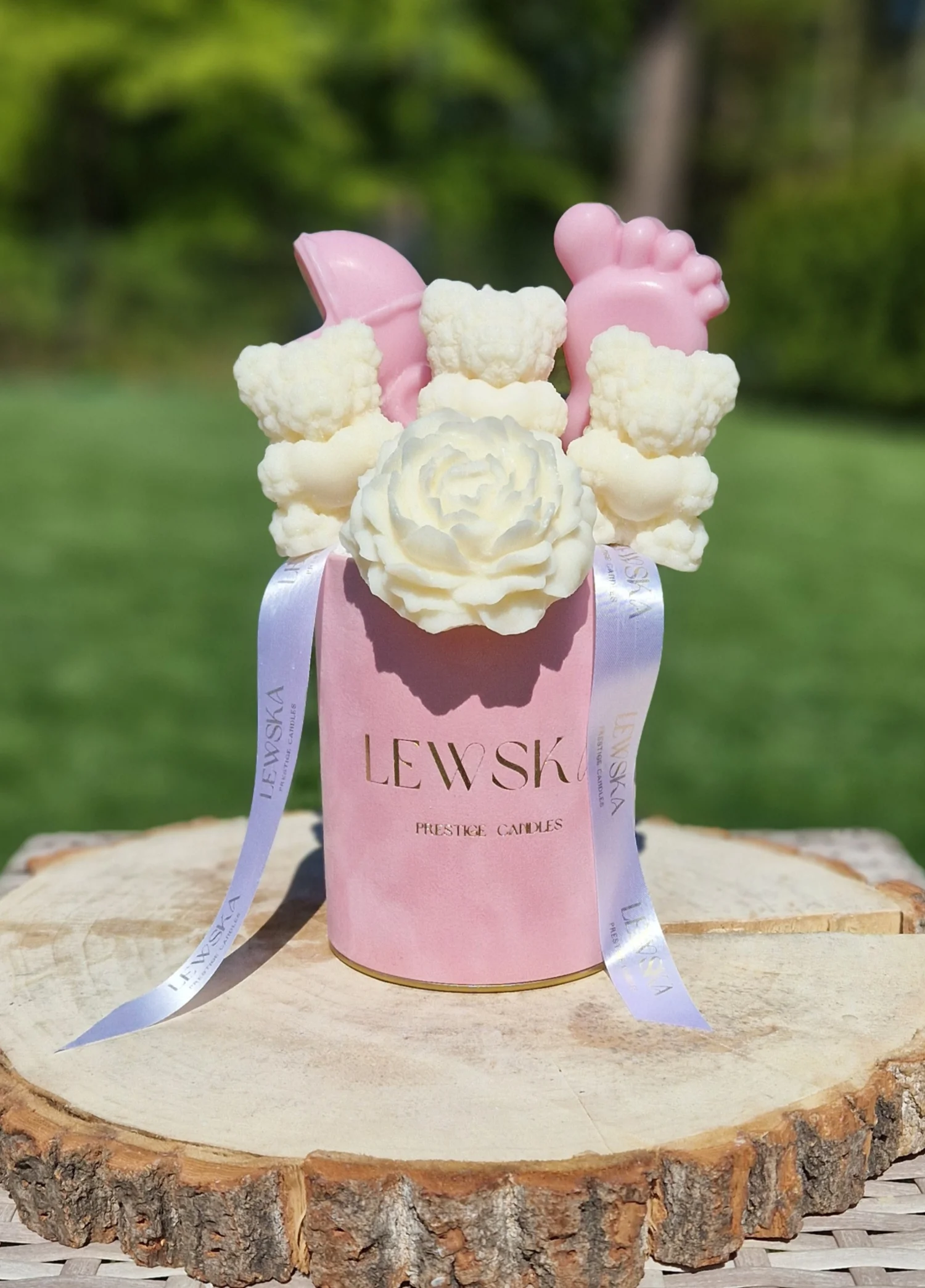 Flowerbox sojowy  M pudrowy róż. Baby Girl