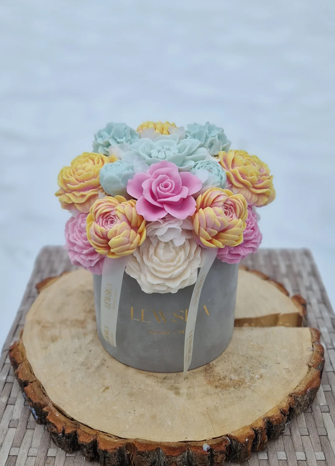 Flowerbox L szary WIOSNA