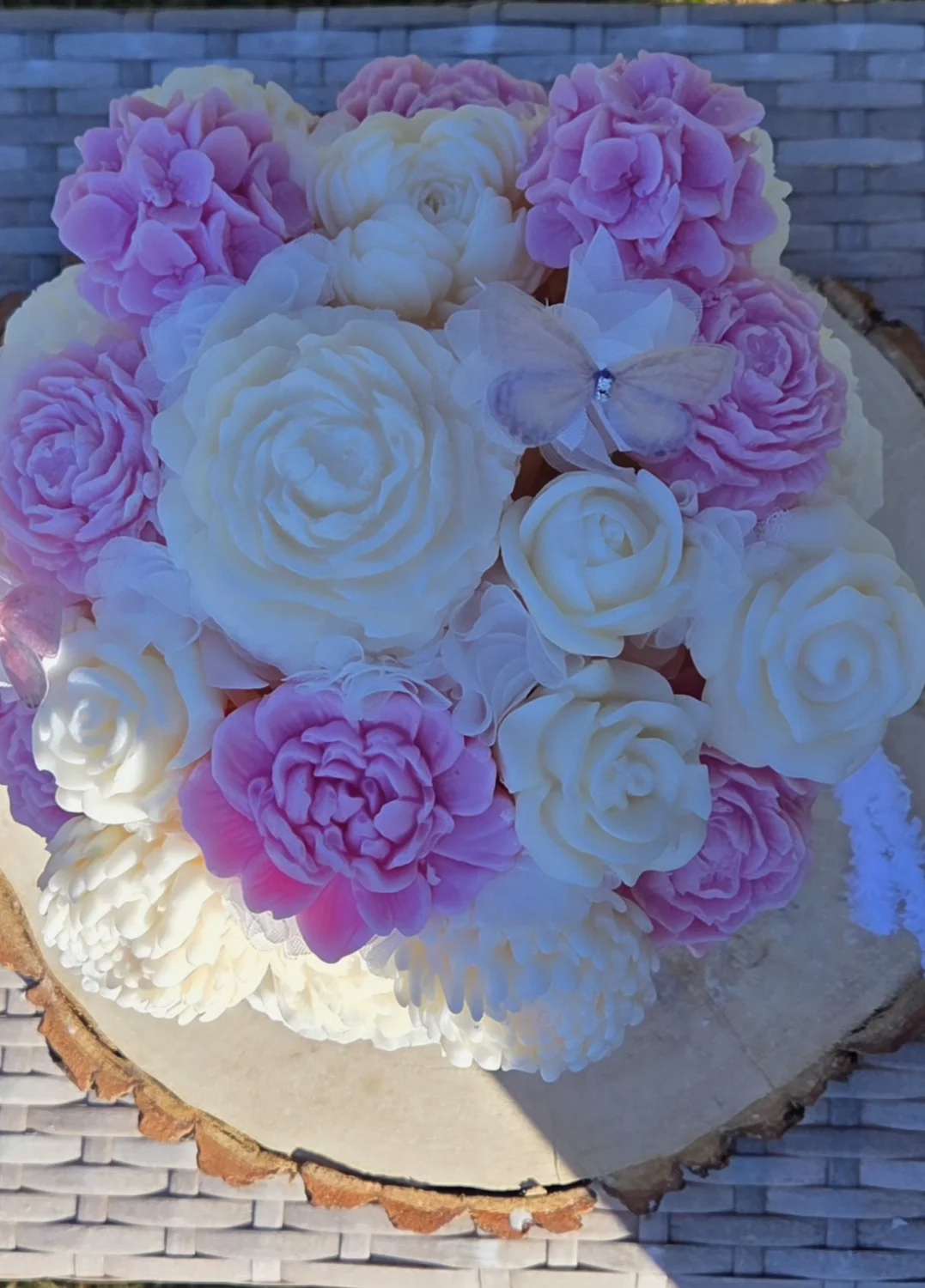 Flowerbox L pudrowy róż- mix biało- rożwy