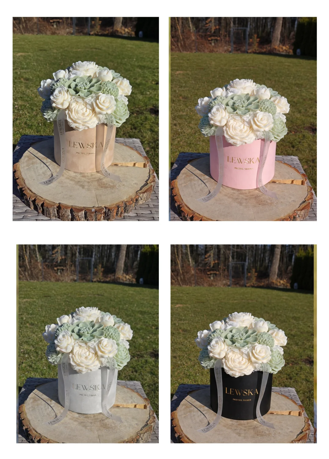 Flowerbox L-mix kwiatów biel- matcha